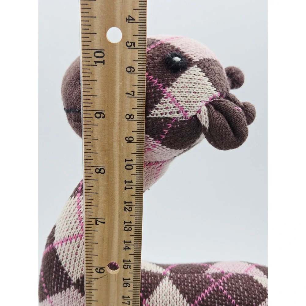 Gymboree Giraffe Plush Argyle Knit Brown Pink Sweater Stuffed Animal 2008 10